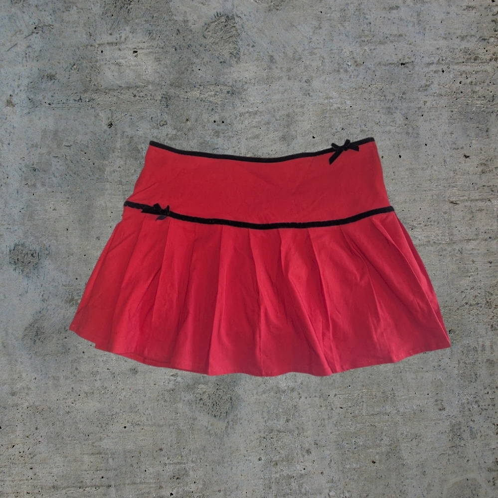 Red Skirt with Black Velvet Trim